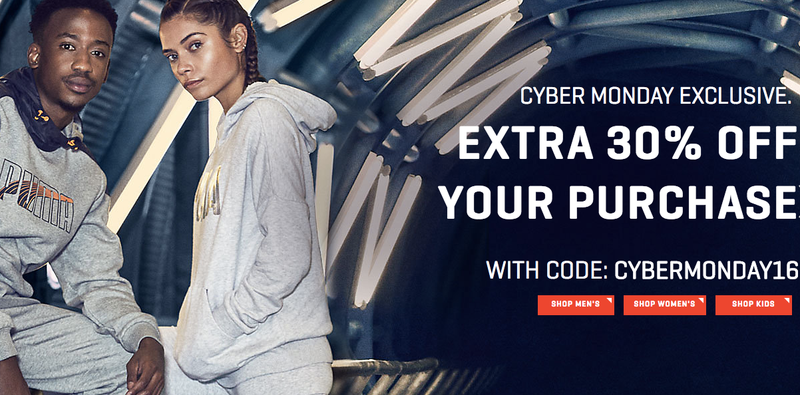PUMA: Extra 30% your entire purchase with CYBERMONDAY16